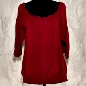 Self Esteem Red Peasant Blouse